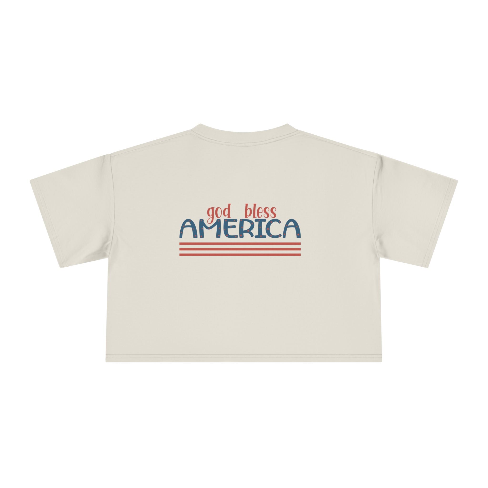 Women's Crop Tee — 'God Bless America' Patriotic Flag Print
