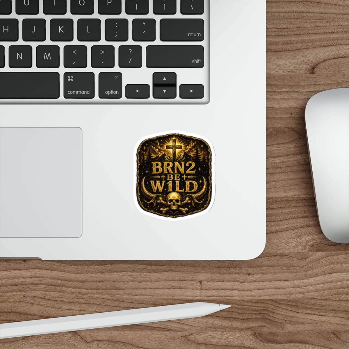 BRN2BEW1LD Gold Die-Cut Sticker