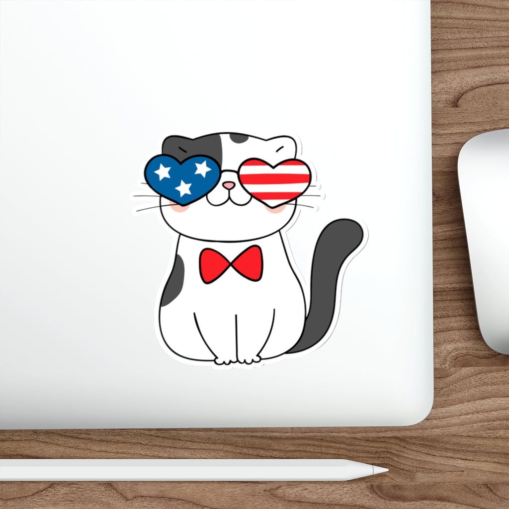 Patriotic Sticker Pack — Bowtie Cat 4th of July Red White Blue Die-Cut Stickers
