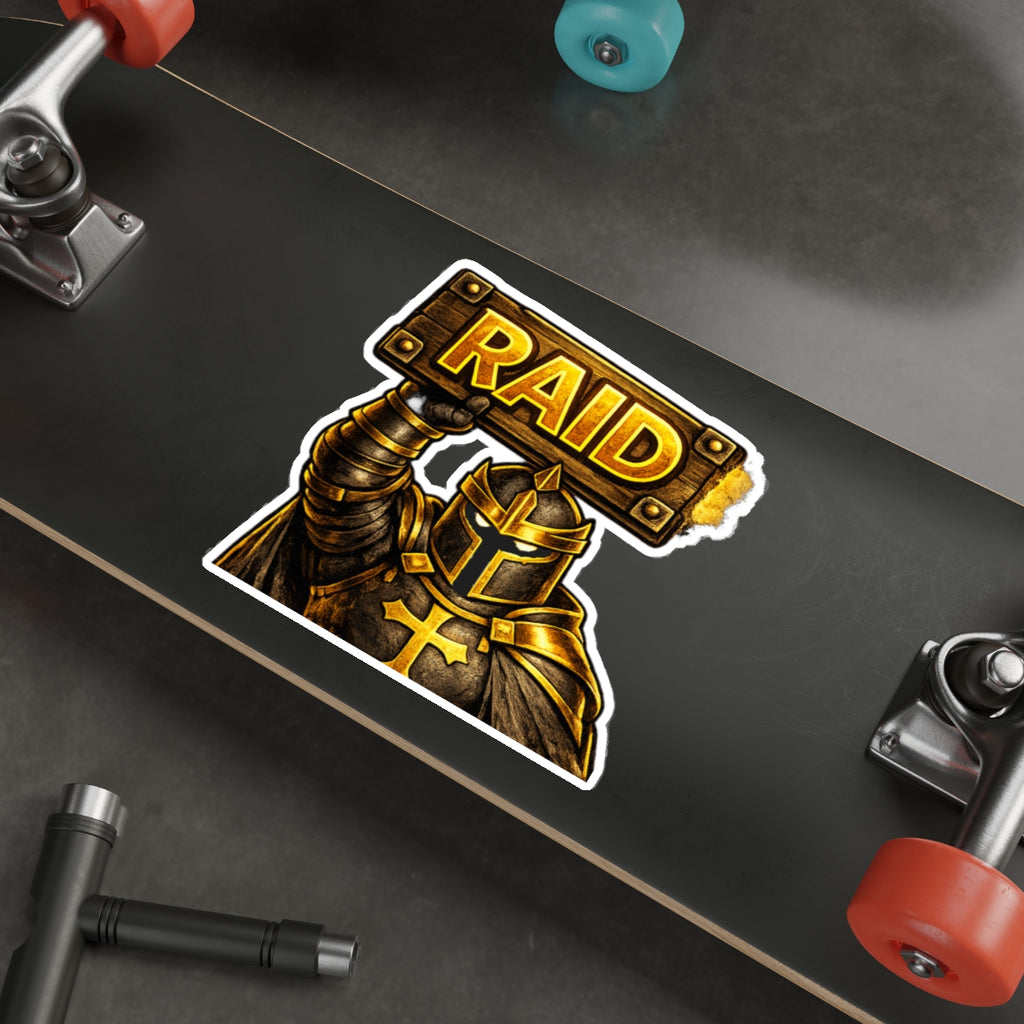 FaithForge Knight Raid Die-Cut Sticker — Water-resistant vinyl
