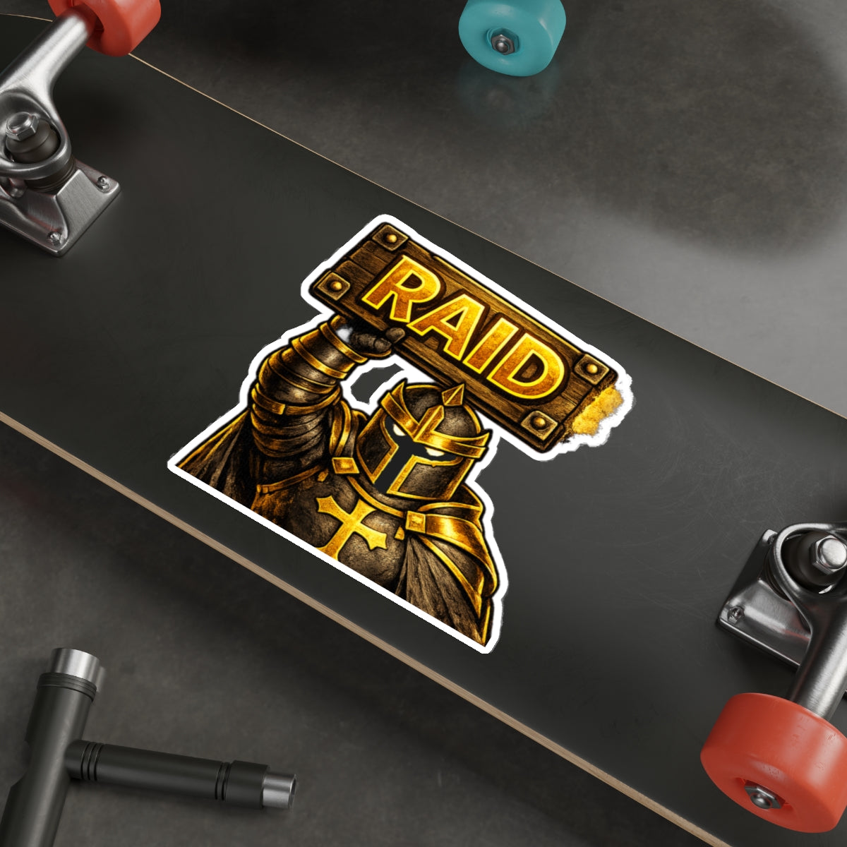 FaithForge Knight Raid Die-Cut Sticker — Water-resistant vinyl