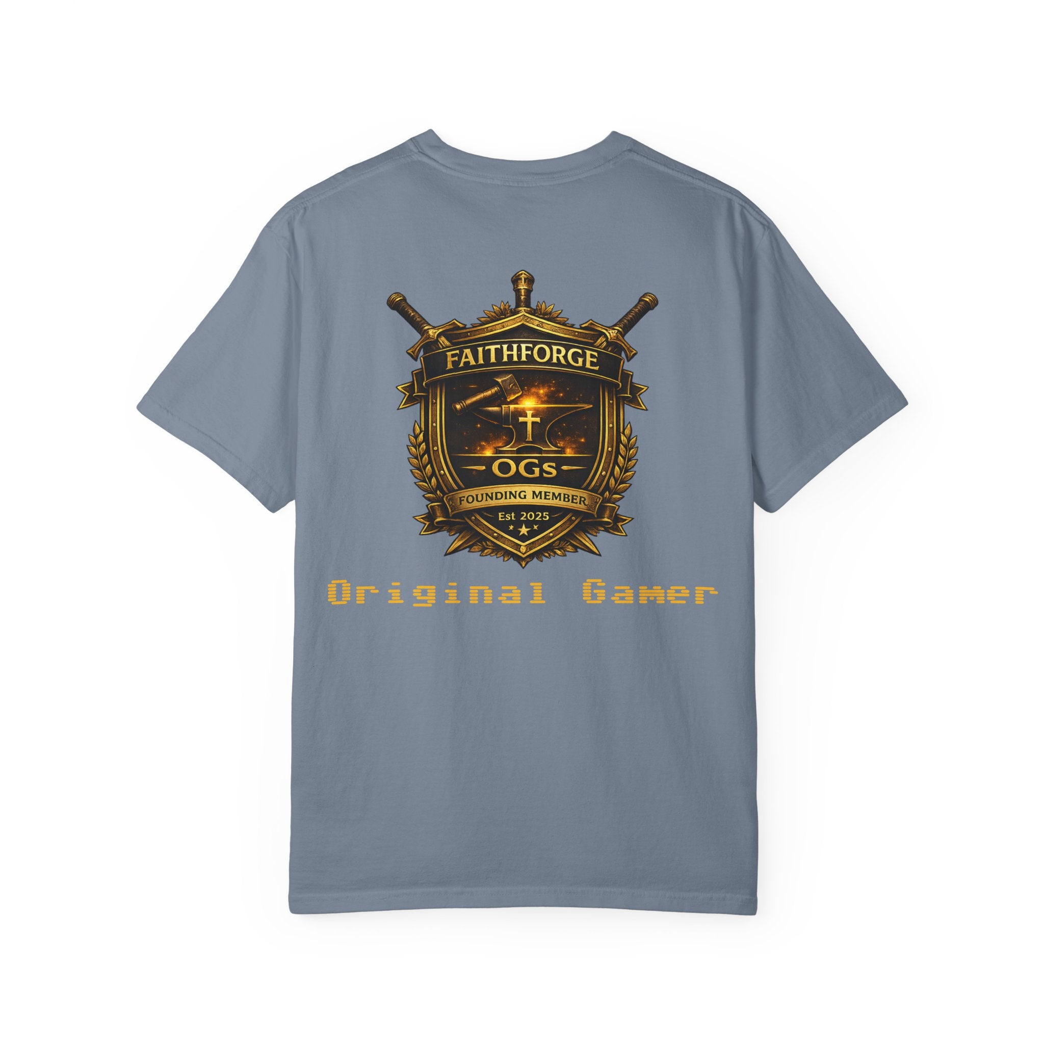 FaithForge OG Gaming T-Shirt — Logo Tee with Anvil & Cross (Christian Gamer Apparel)