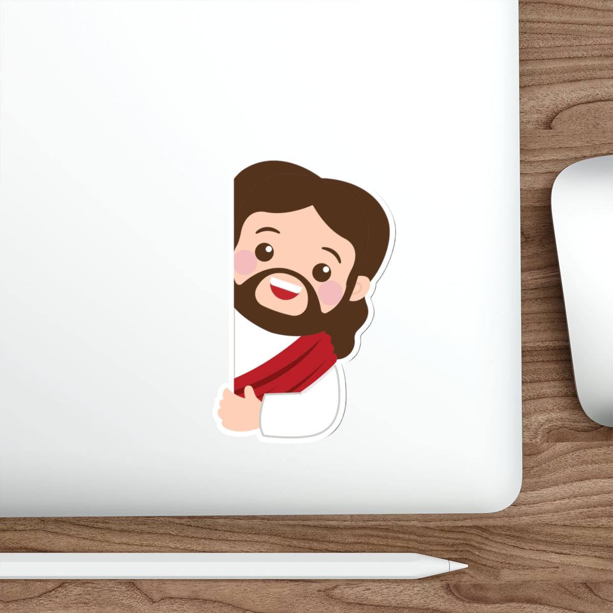 Cute Jesus Die-Cut Sticker — Christian Faith Emoji Sticker for Laptops, Bibles & Gifts
