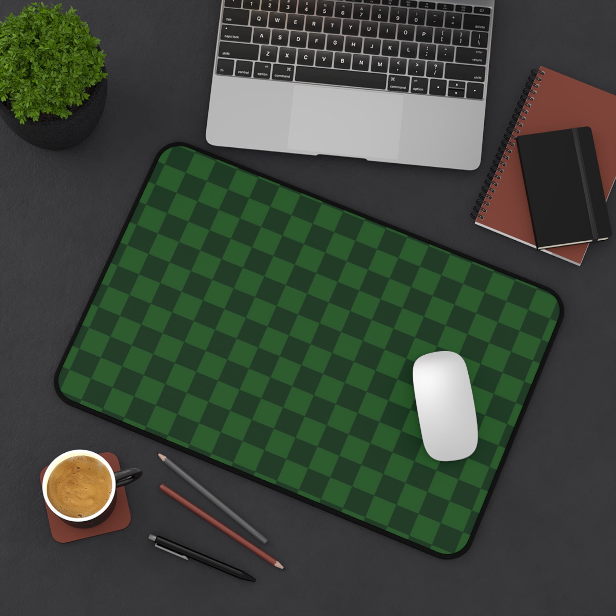 Green Checkerboard Desk Mat — Large Gaming/Office Mousepad