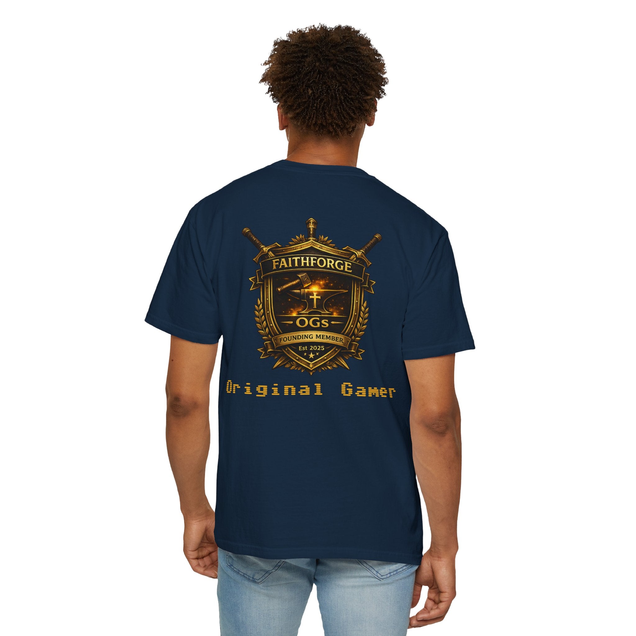 FaithForge OG Gaming T-Shirt — Logo Tee with Anvil & Cross (Christian Gamer Apparel)