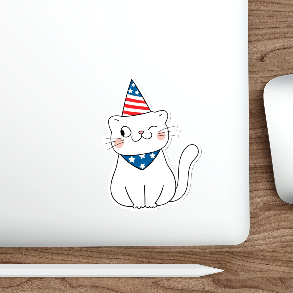 Patriotic Sticker Pack — Winking Cat 4th of July Red White Blue Die-Cut Stickers