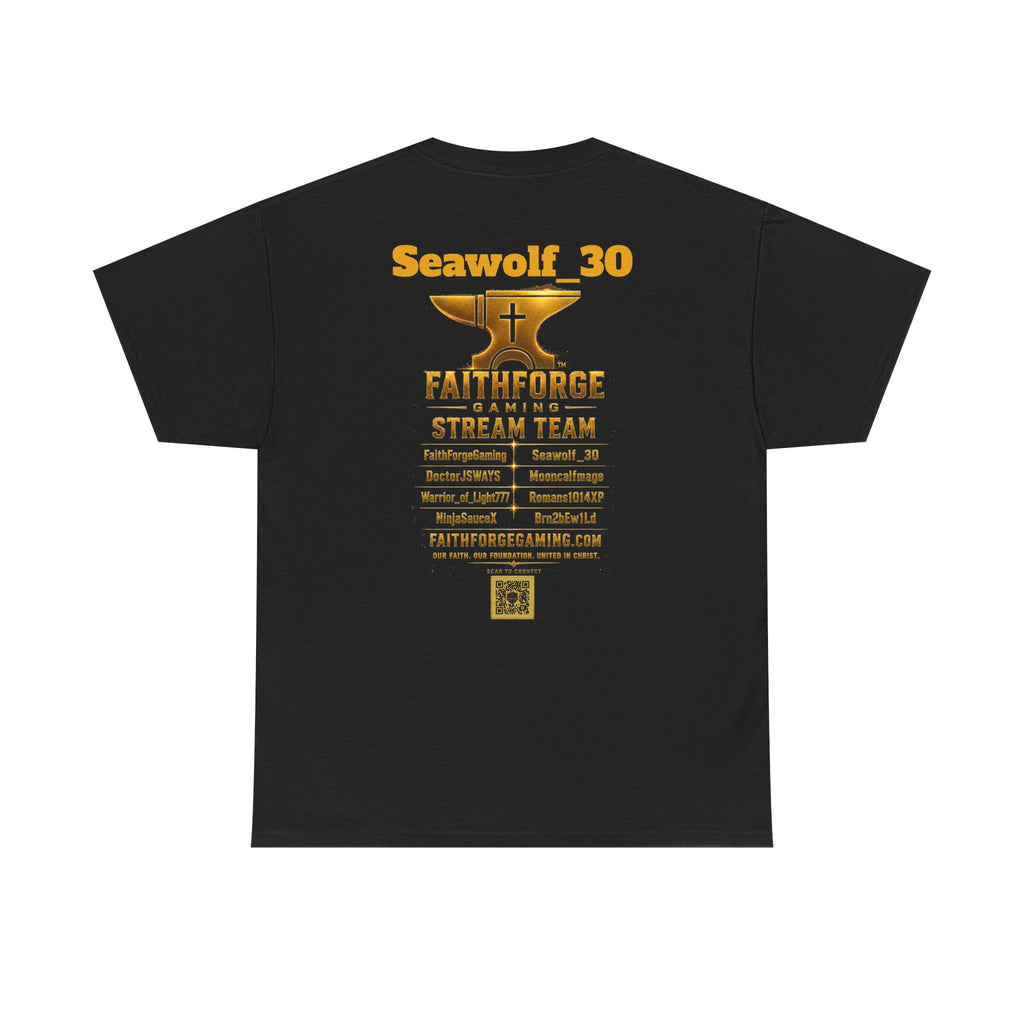 FaithForgeGaming Tee — FaithForge Stream Team Black Graphic T‑Shirt -Seawolf_30