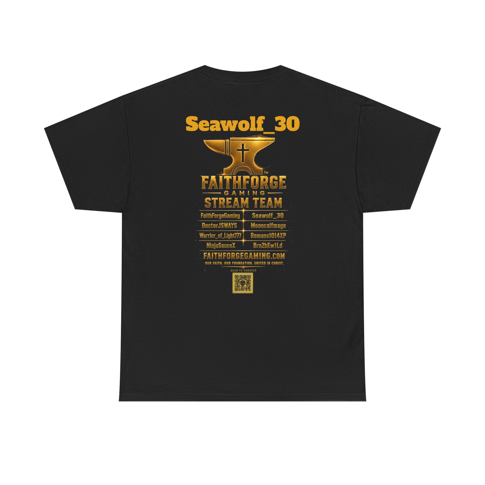 FaithForgeGaming Tee — FaithForge Stream Team Black Graphic T‑Shirt -Seawolf_30