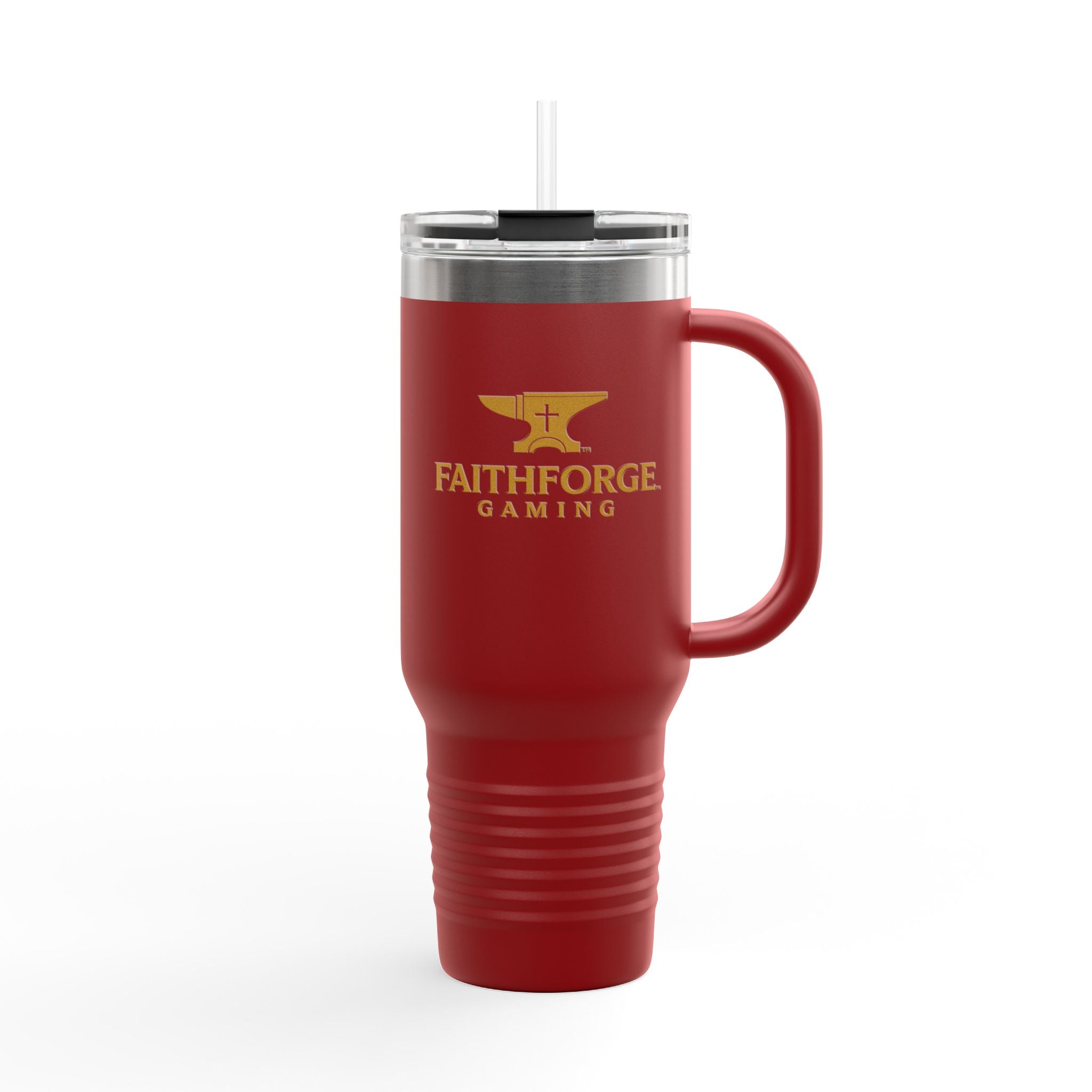 40oz Insulated Travel Mug — FaithForge Gaming Logo
