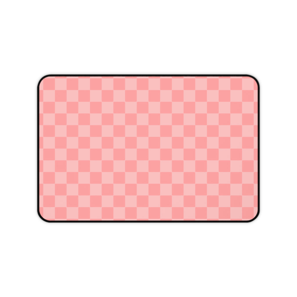 Pink Checker Desk Mat — Cute Pastel Mousepad Desk Pad for Home Office