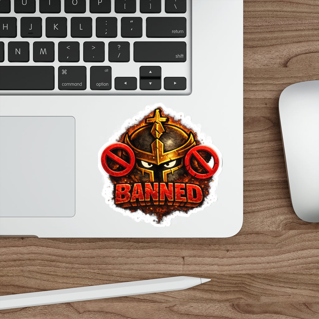 FaithForge Knight Banned Die-Cut Sticker — Water-resistant vinyl