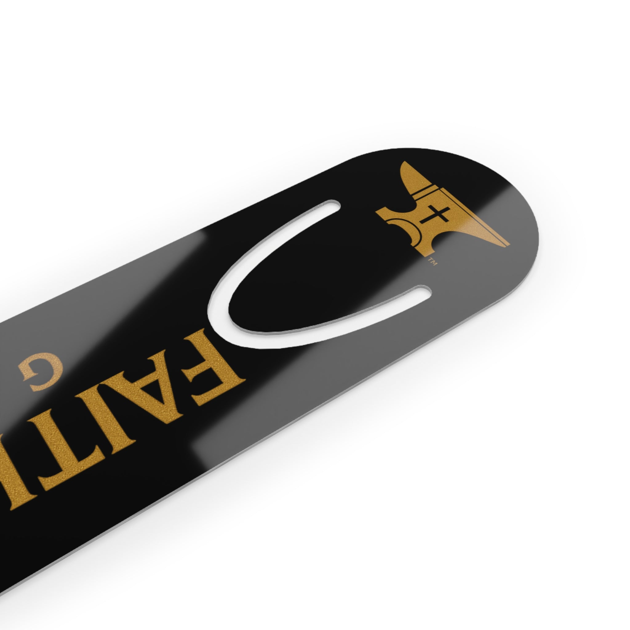 FaithForge Gaming Metal Bookmark — Black & Gold Christian Gamer Bookmark