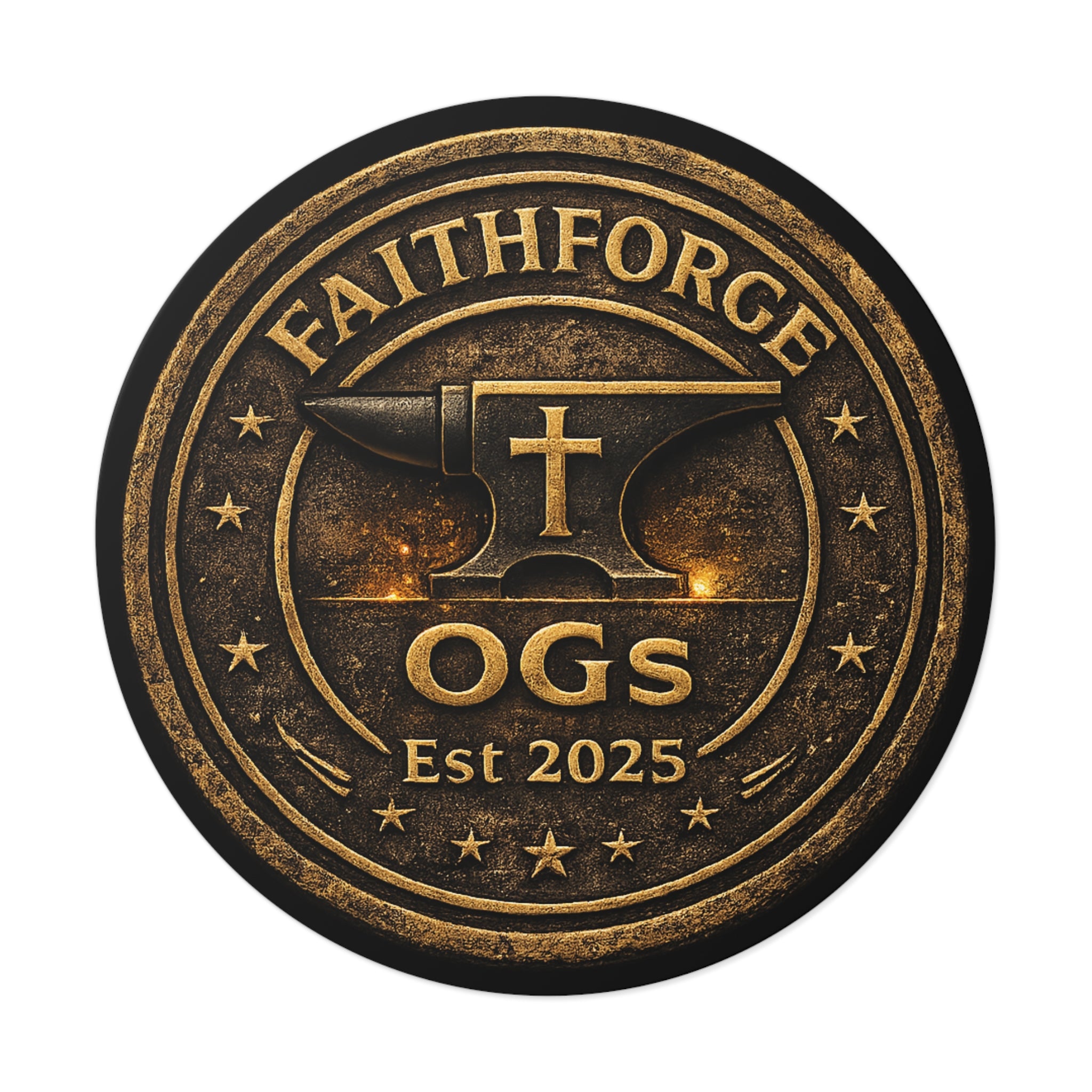 Copy of FaithForge Gaming Round Vinyl Sticker — Gold OG Anvil Round