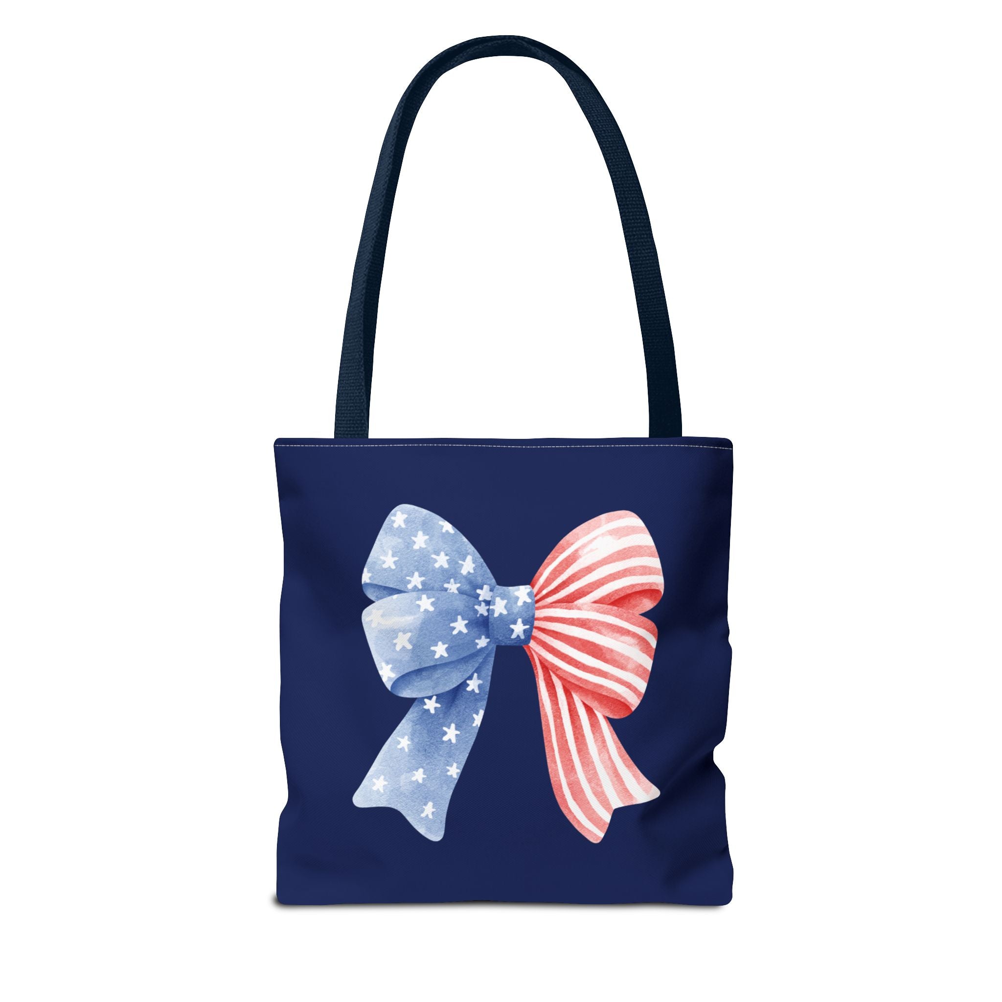 Patriotic Bow Tote Bag — American Flag Red White Blue Ribbon Tote
