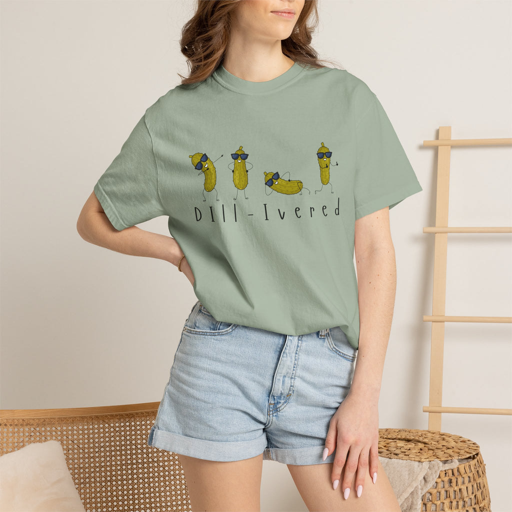 Dill-Livered Pickle Pun T-Shirt — Funny Pickle Lover Tee