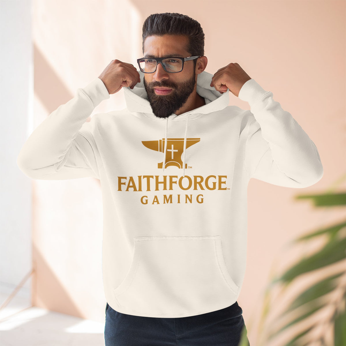 Faithforge Gaming Hoodie — Faith Quote Shield Logo Fleece Hoodie