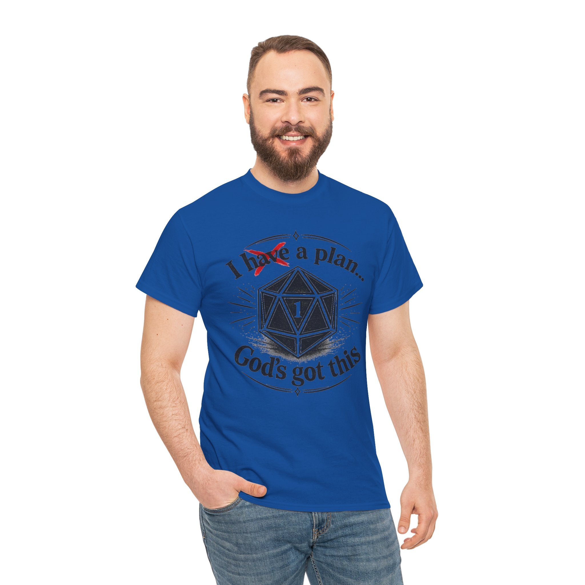 I XhaveX a plan... God’s Got This T-Shirt Dark — D20 Dice Faith Gamer Tee