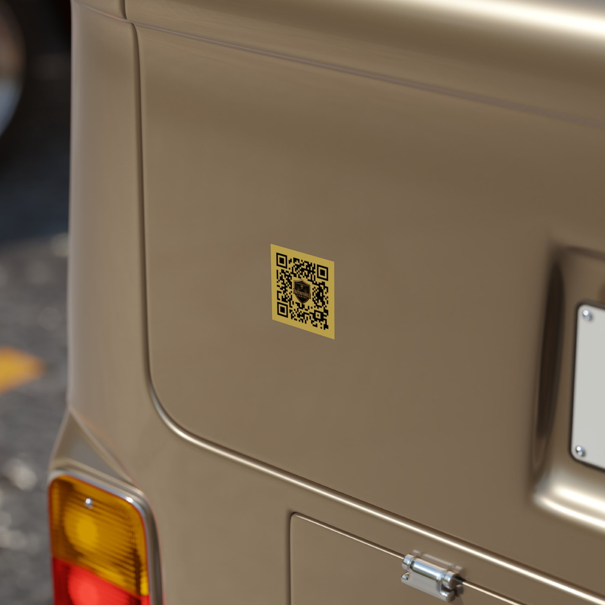 FaithForgeGaming.com QR Clear Sticker — Square Outdoor Transparent Sticker Best on Light Surfaces