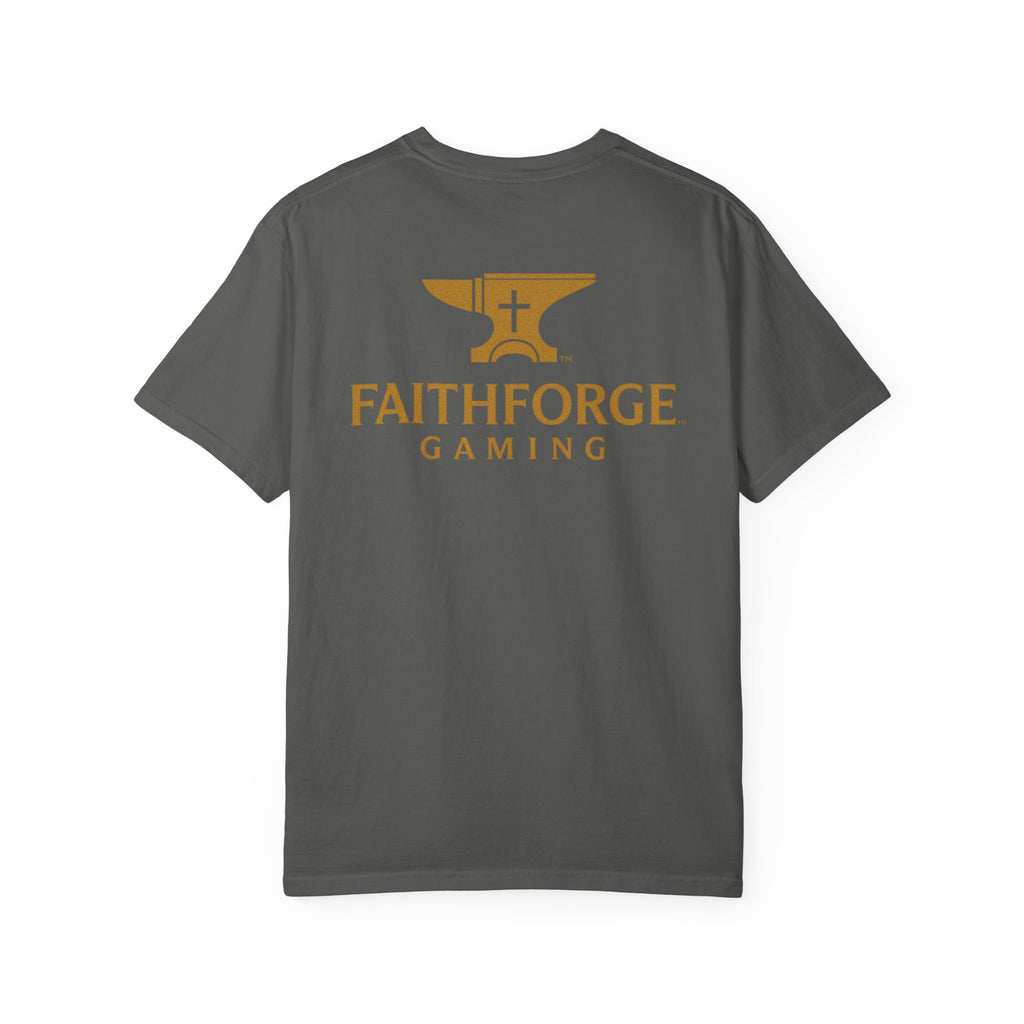 FaithForge Gaming T-Shirt — Logo Tee with Anvil & Cross (Christian Gamer Apparel)