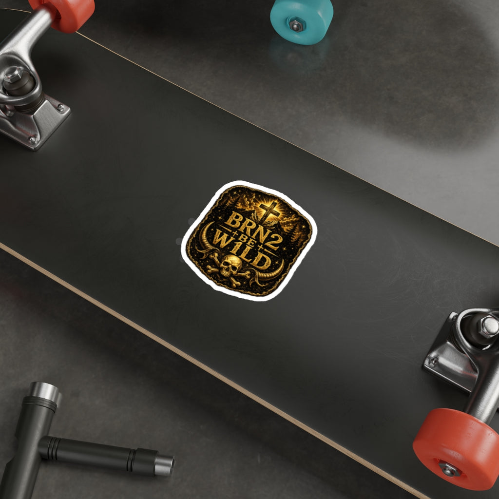 BRN2BEW1LD Gold Die-Cut Sticker