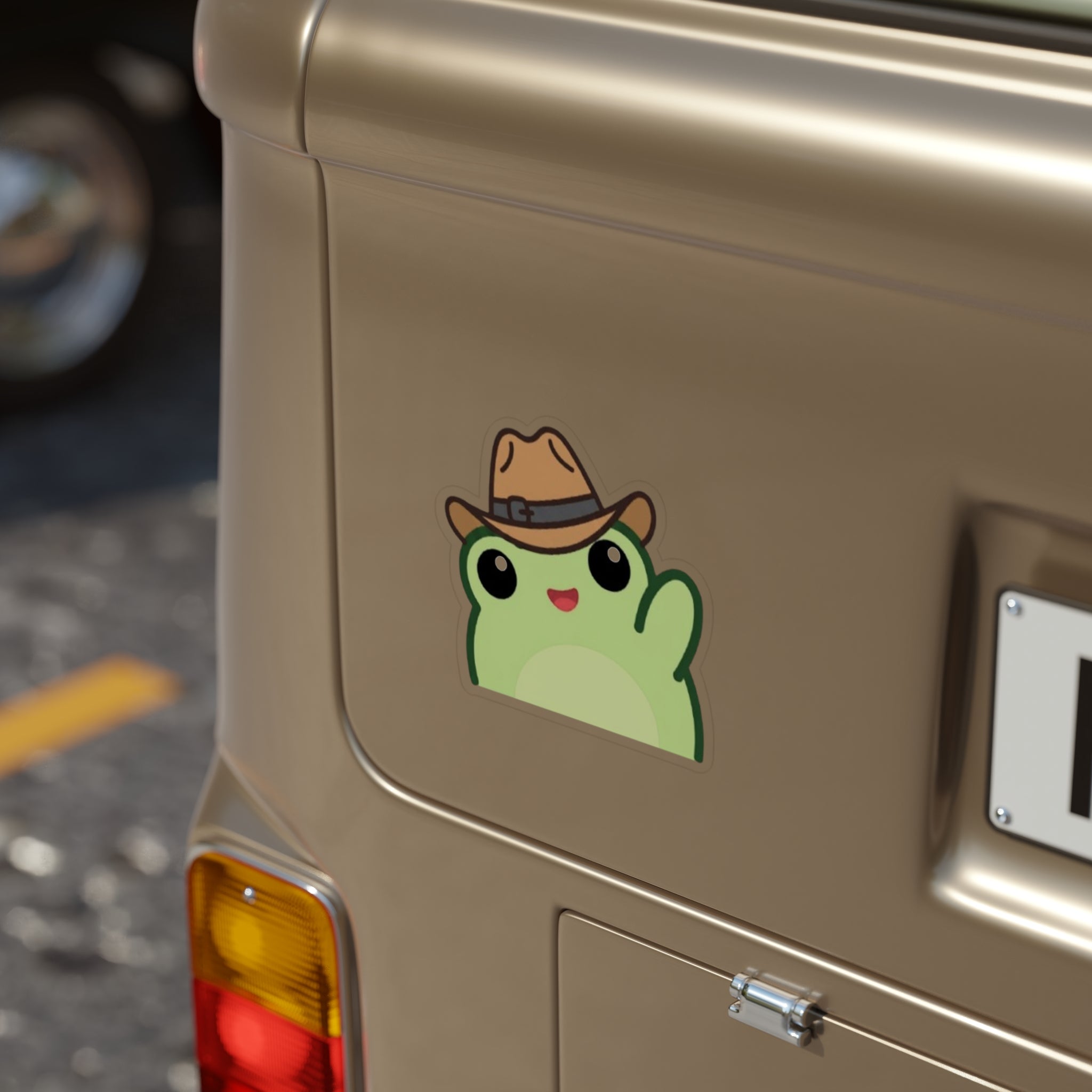 Waving Frog Die-Cut Outdoor Clear Sticker - Waterproof Transparent Logo Decal Best on Light Surfaces