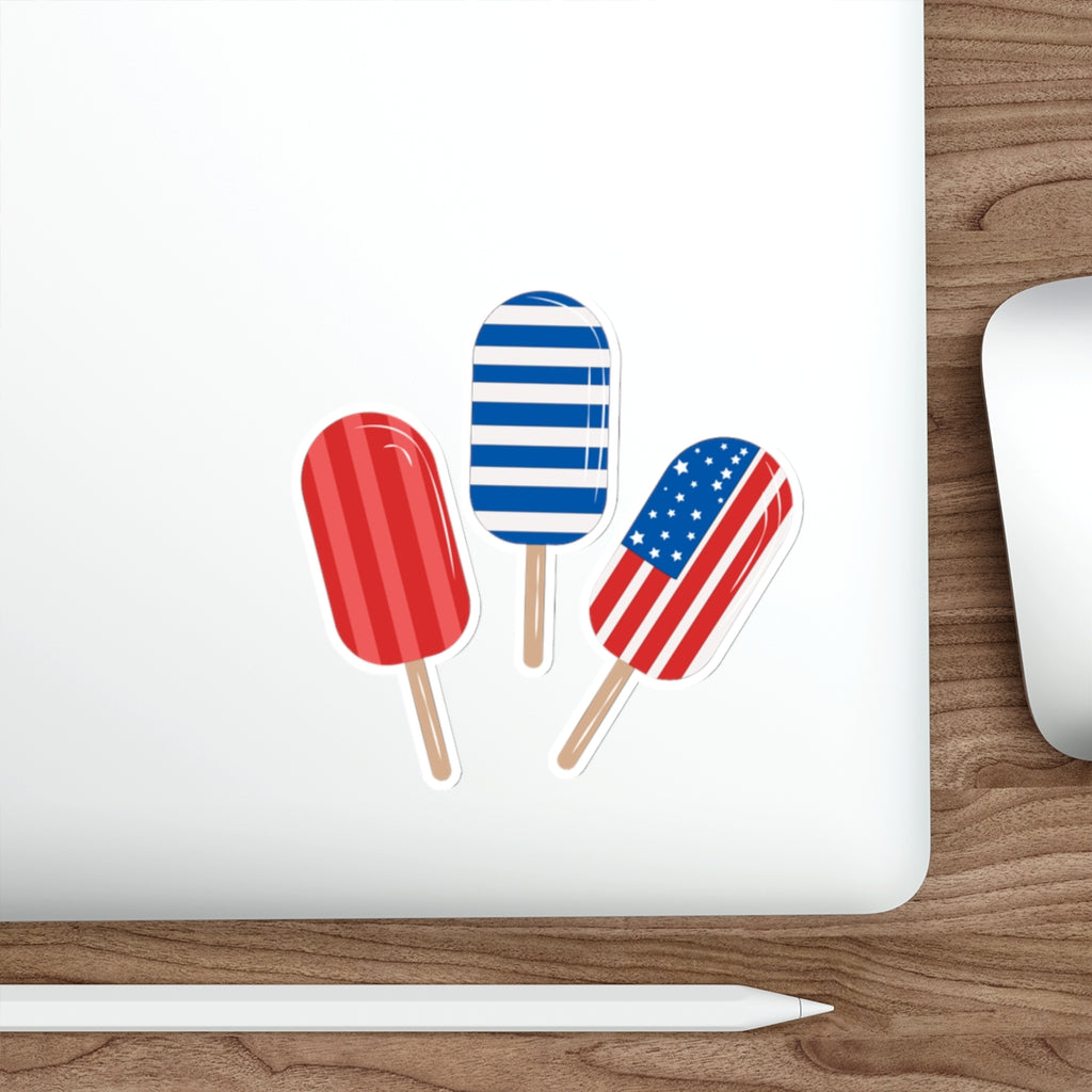 Patriotic Sticker Pack — Popsicle 4th of July Red White Blue Die-Cut Stickers