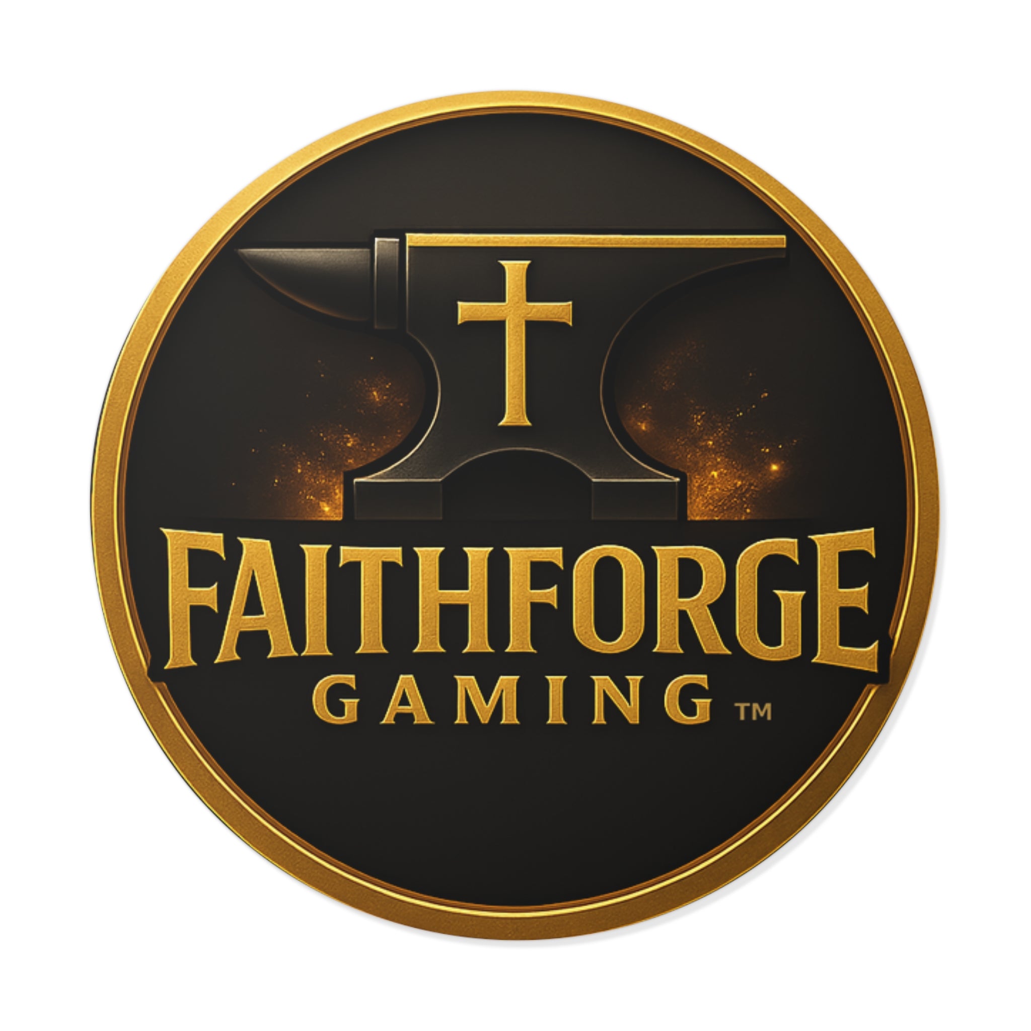 FaithForge Gaming Round Vinyl Sticker — Gold Anvil Round