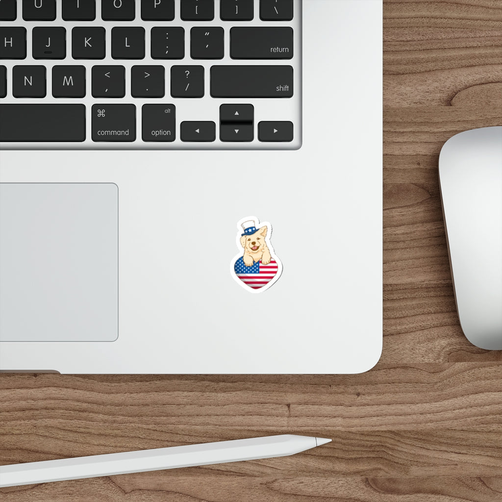 Patriotic Sticker Pack — Puppy USA heart 4th of July Red White Blue Die-Cut Stickers