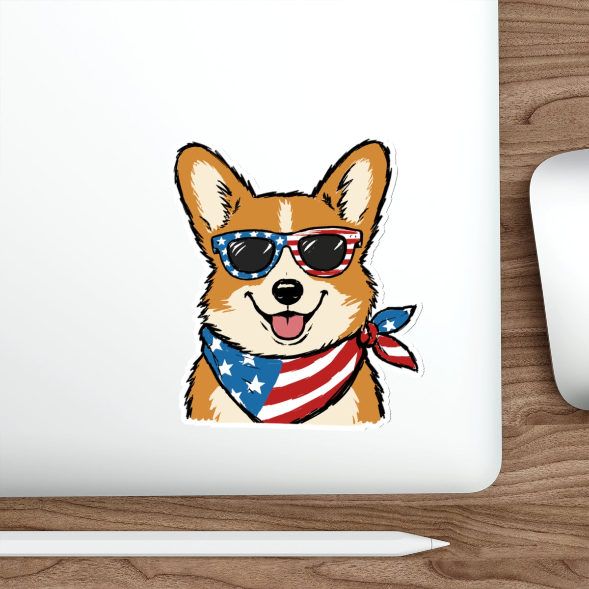 Patriotic Sticker Pack — Cool Corgi 4th of July Red White Blue Die-Cut Stickers