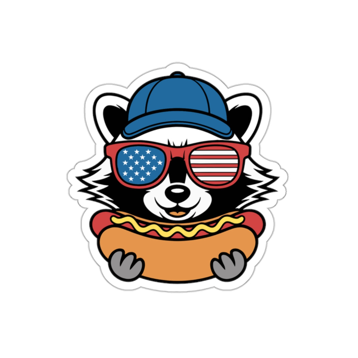 Patriotic Sticker Pack — Trash Panda w/ hotdog 4th of July Red White Blue Die-Cut Stickers