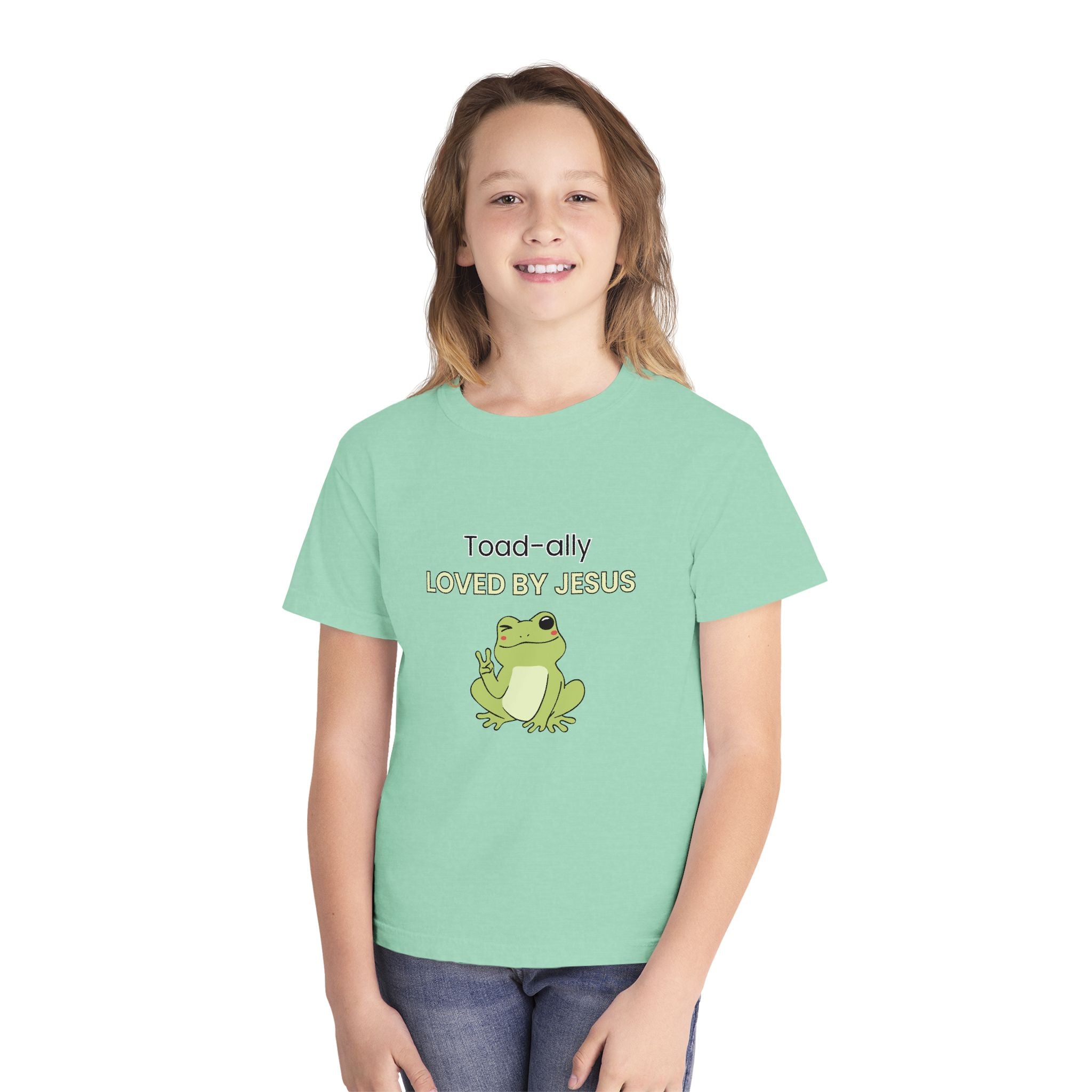 Kids Tee - "Toad-ally Loved by Jesus" Cute Frog Christian Youth T-Shirt