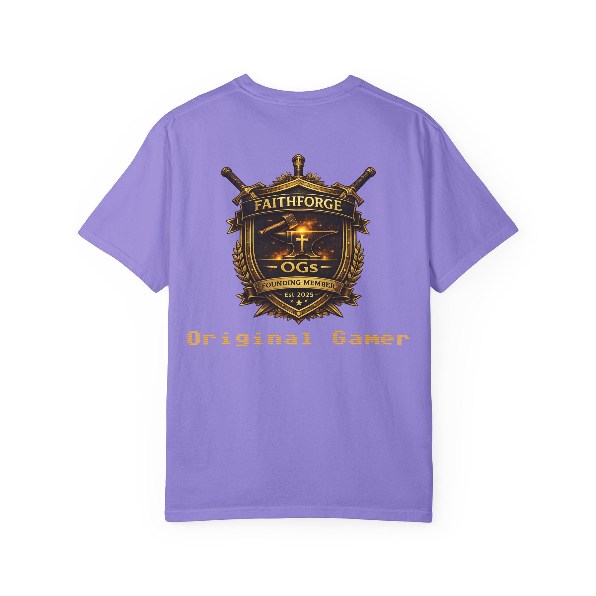 FaithForge OG Gaming T-Shirt — Logo Tee with Anvil & Cross (Christian Gamer Apparel)
