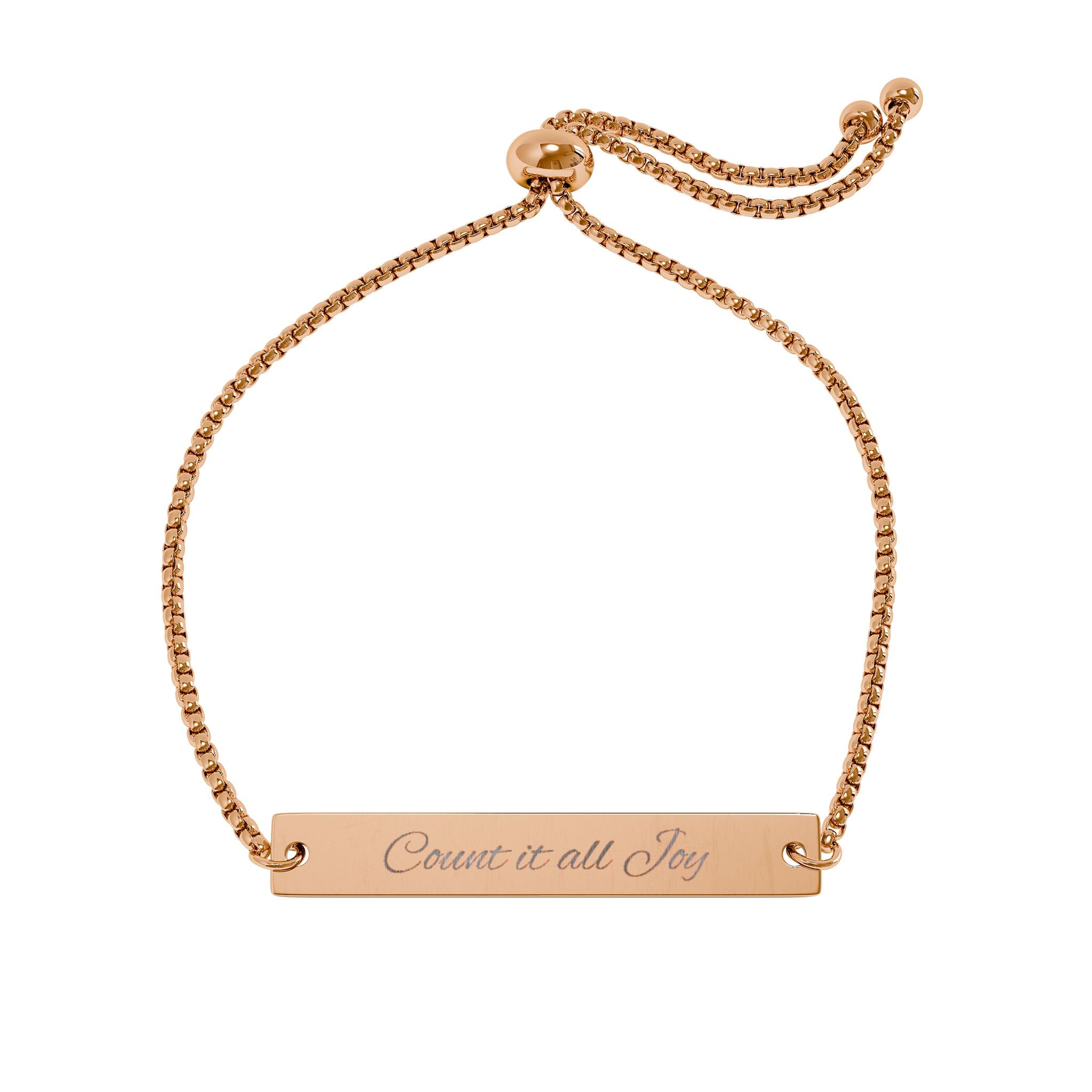 Count it all Joy Engraved Bar Bracelet — Adjustable Bracelet