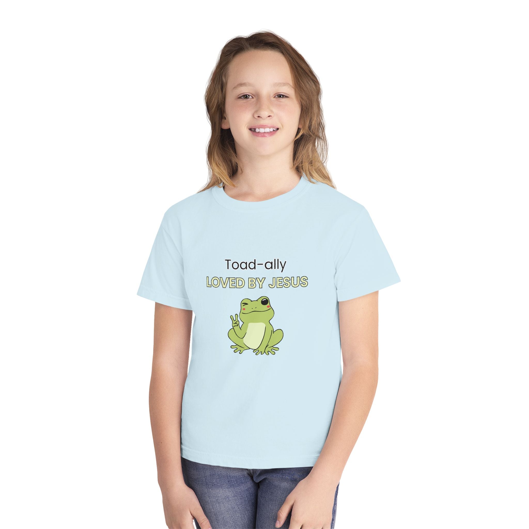 Kids Tee - "Toad-ally Loved by Jesus" Cute Frog Christian Youth T-Shirt