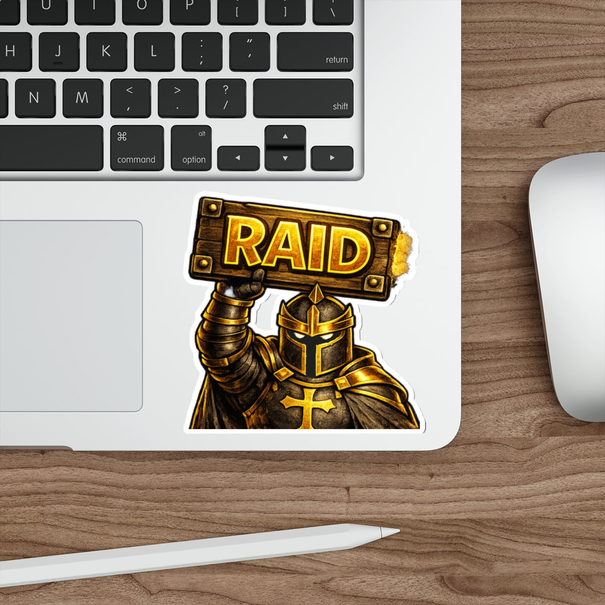 FaithForge Knight Raid Die-Cut Sticker — Water-resistant vinyl
