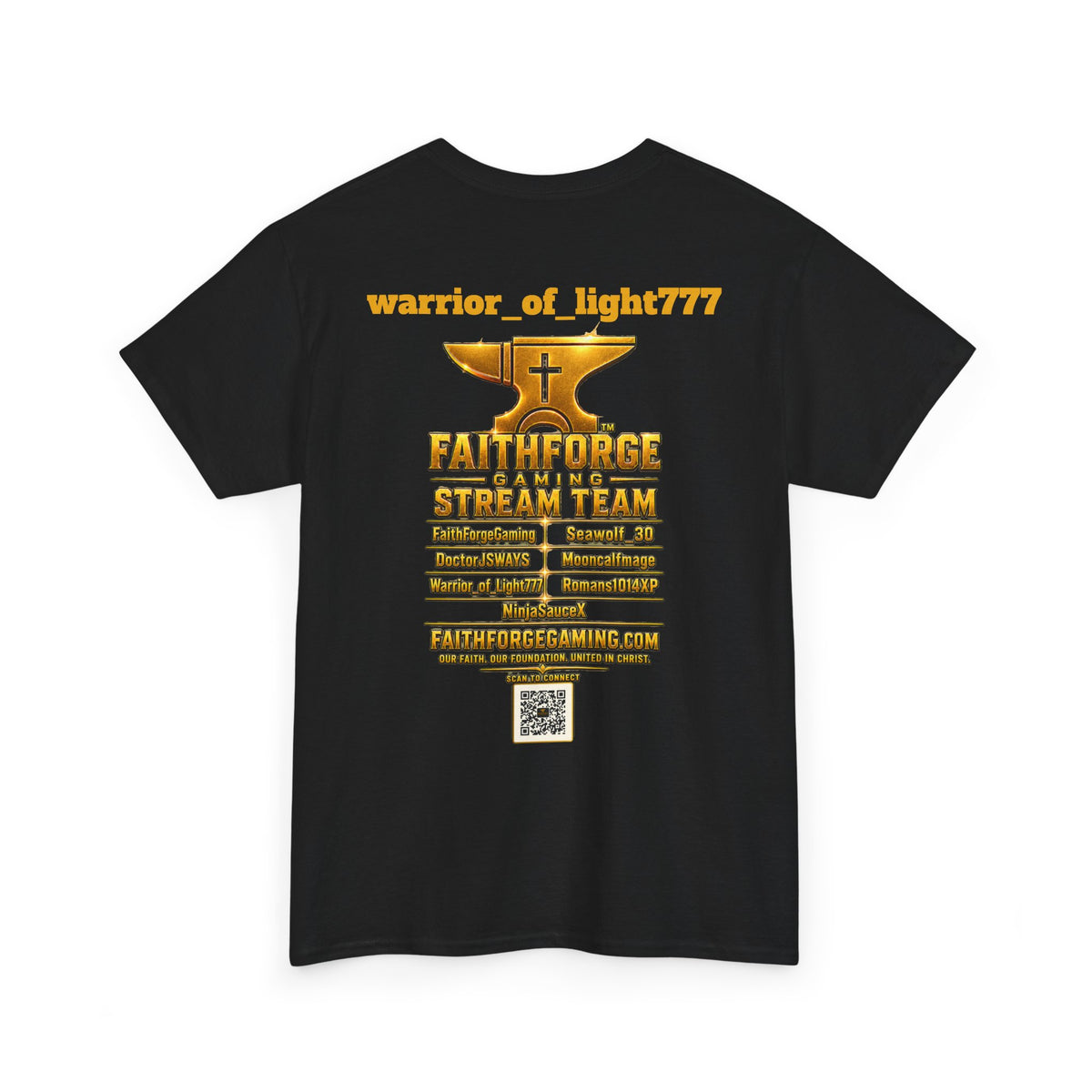 FaithForgeGaming Tee — FaithForge Stream Team Black Graphic T‑Shirt -warrior_of_light777
