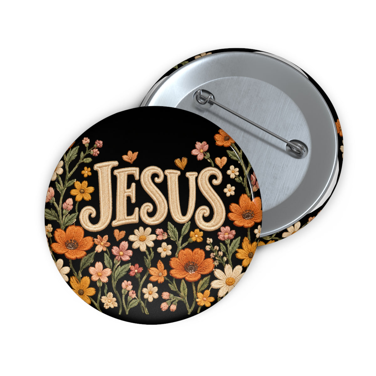 Jesus Floral Pin Button — Christian Faith Gospel Lapel Pin