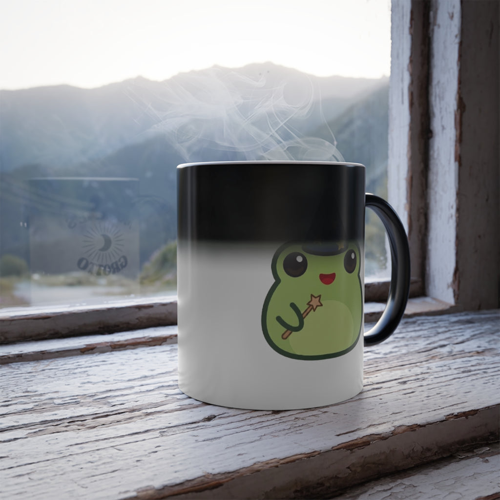 Color-Changing Mug — Cute Frog “Mornings Are Ribbiting” 11oz