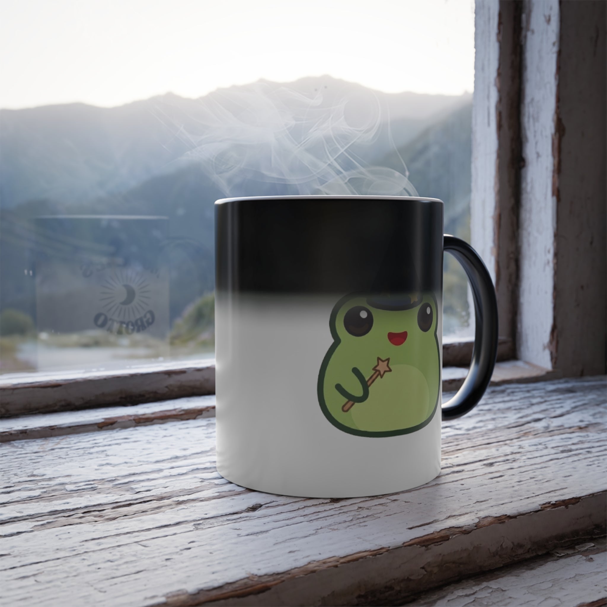 Color-Changing Mug — Cute Frog “Mornings Are Ribbiting” 11oz