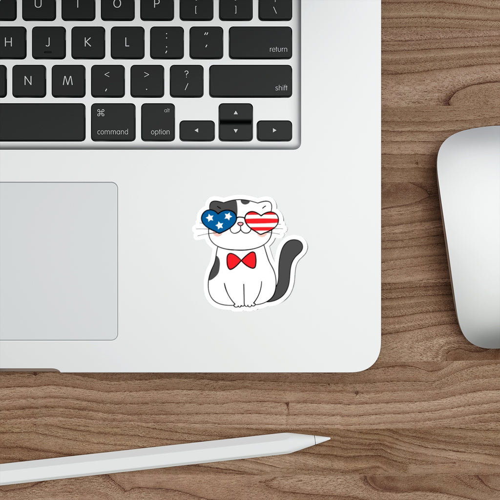 Patriotic Sticker Pack — Bowtie Cat 4th of July Red White Blue Die-Cut Stickers