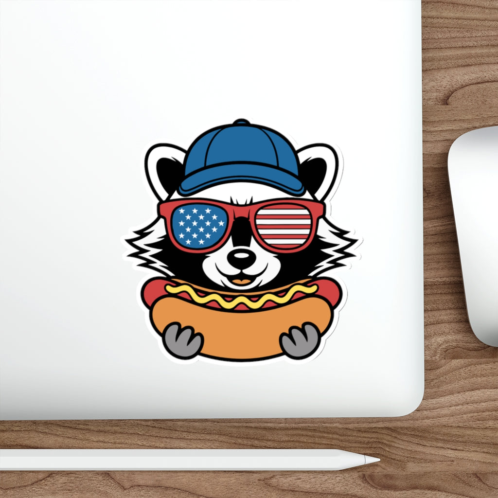 Patriotic Sticker Pack — Trash Panda w/ hotdog 4th of July Red White Blue Die-Cut Stickers