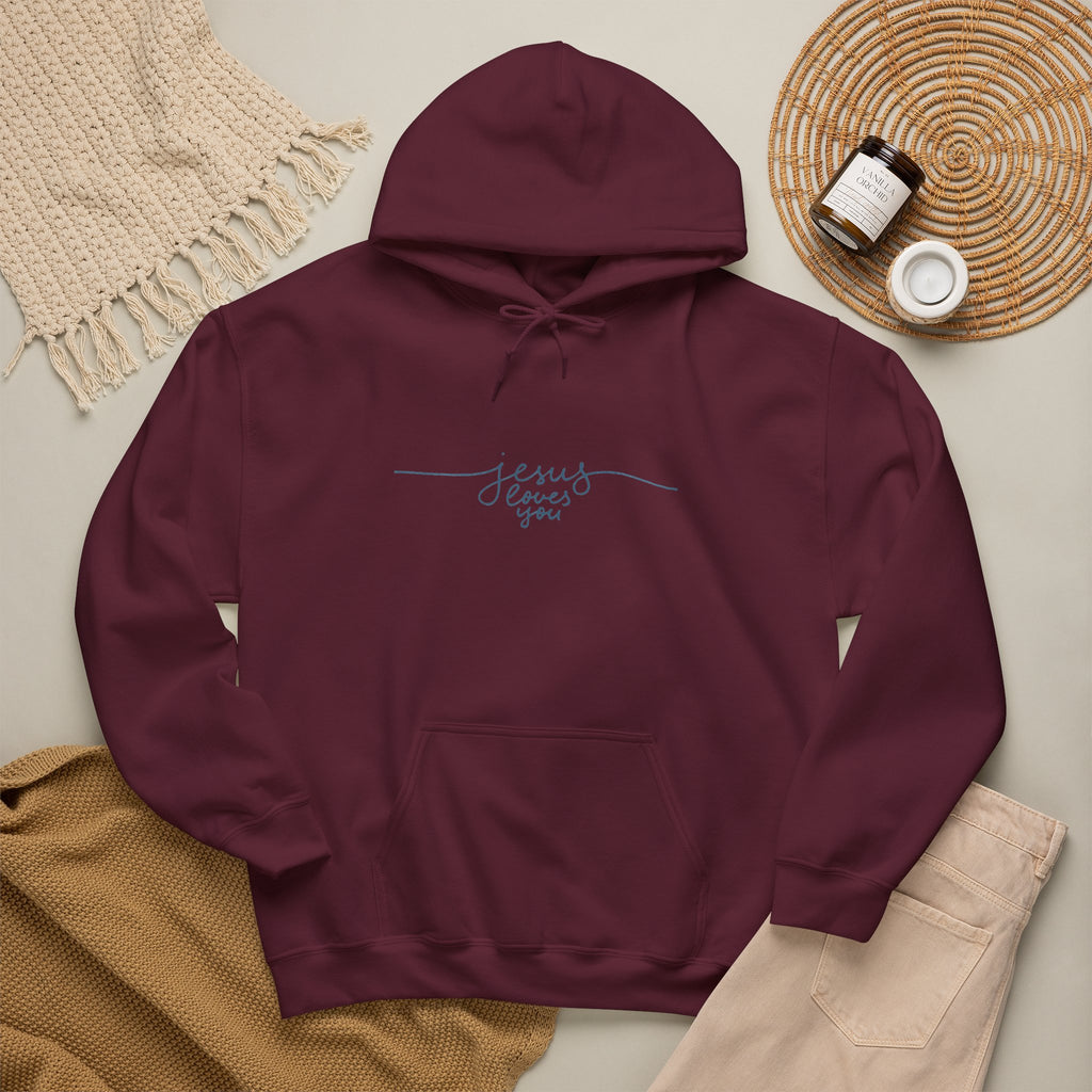 Jesus Loves You Script Hoodie — Minimal Christian Faith Pullover