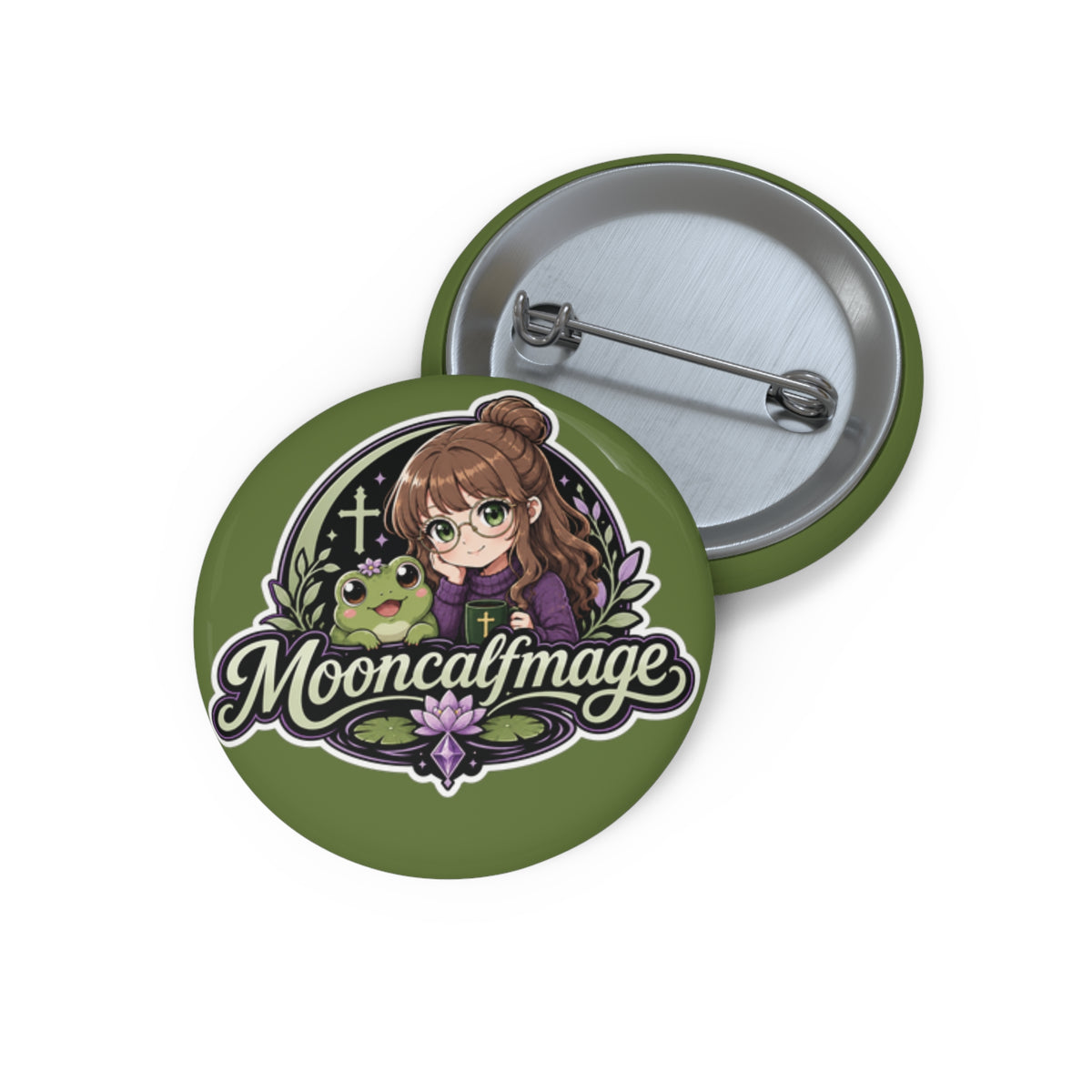 MOONCALFMAGE Mascot Pin Button — Custom Enamel-Style Badge