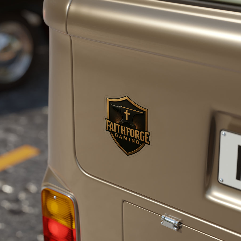 Faithforge Gaming Die-Cut Outdoor Clear Sticker - Waterproof Transparent Logo Decal Best on Light Surfaces