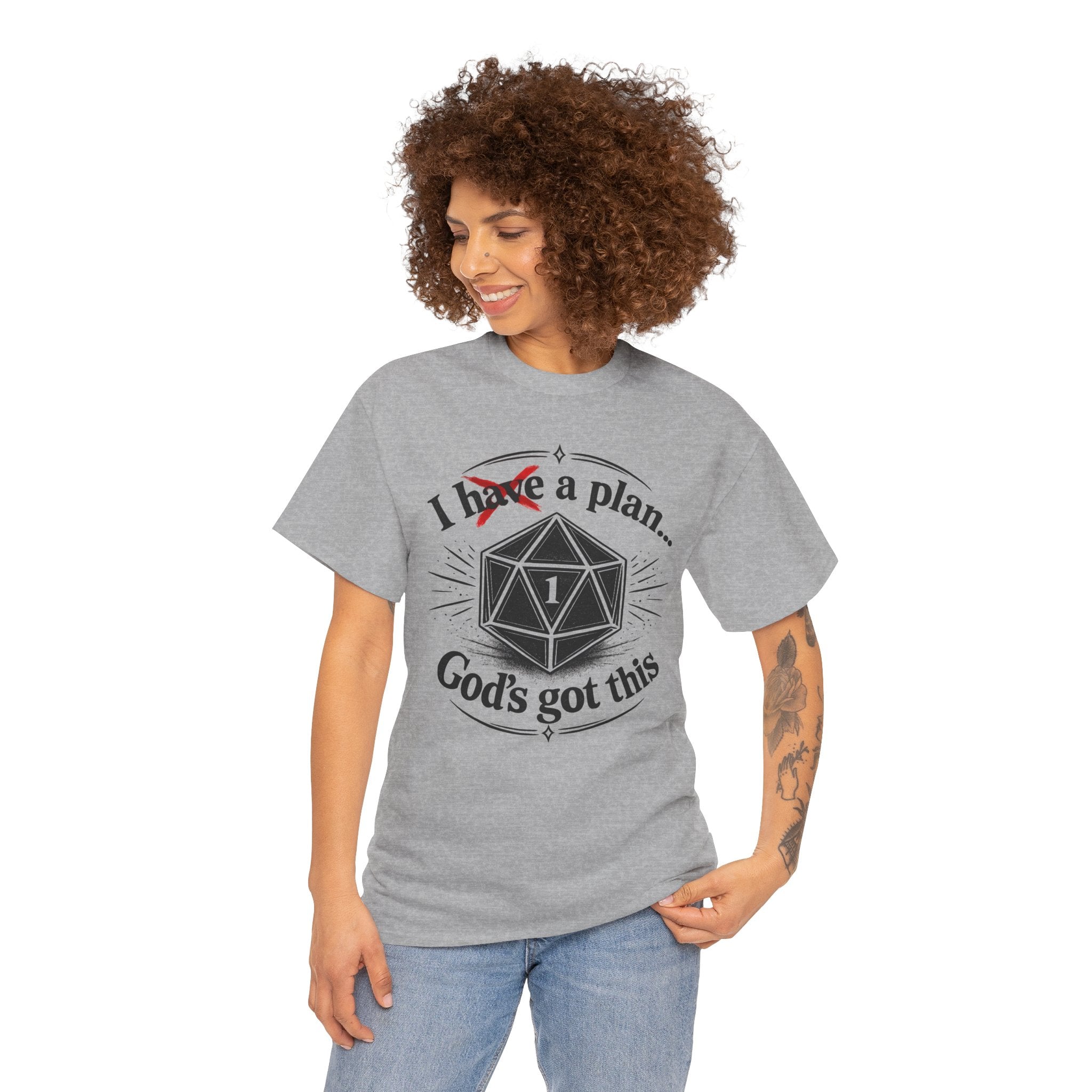 I XhaveX a plan... God’s Got This T-Shirt Dark — D20 Dice Faith Gamer Tee