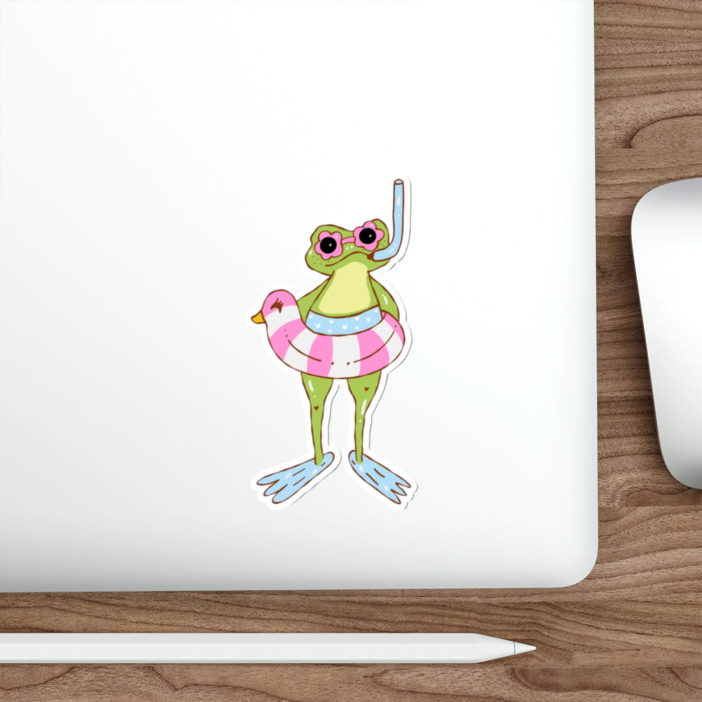 Frog in Floatie Die-Cut Sticker