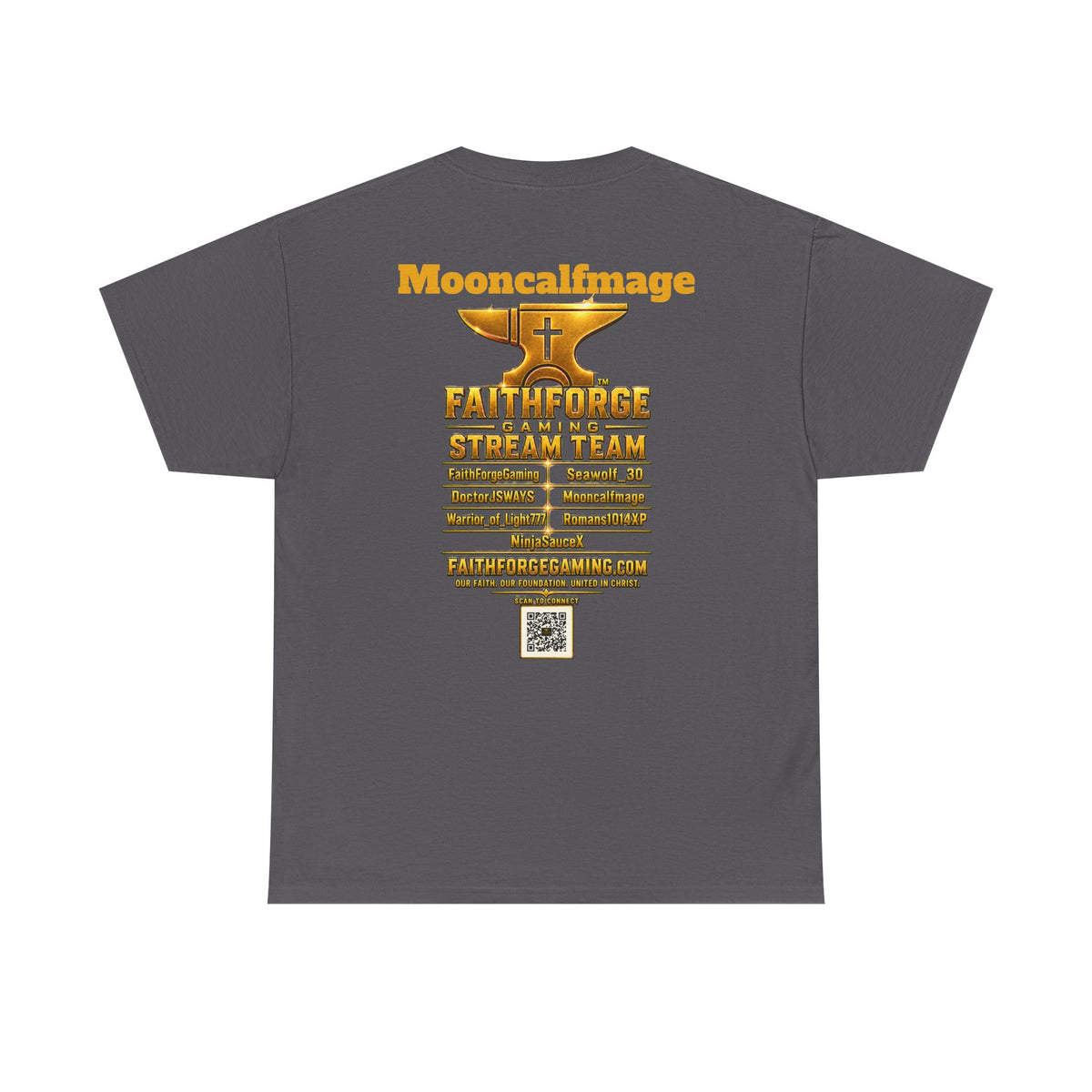 FaithForgeGaming Tee — FaithForge Stream Team Black Graphic T‑Shirt -Mooncalfmage