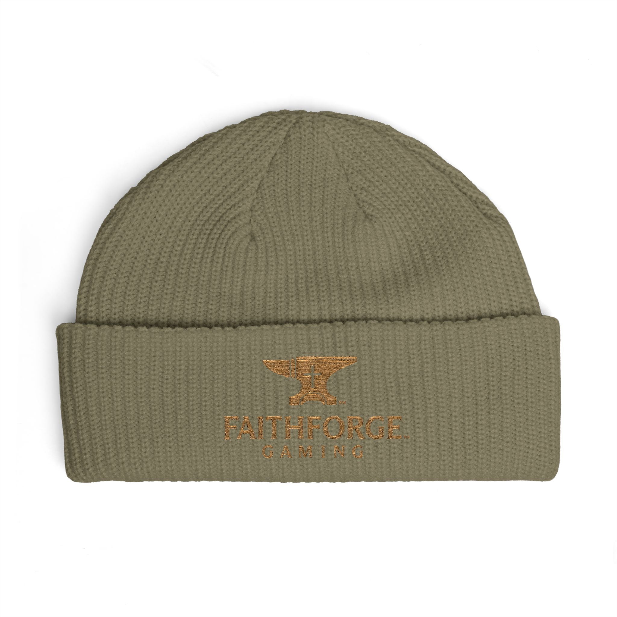 Faithforge Gaming Cuff Beanie — Embroidered Anvil Logo Knit Hat