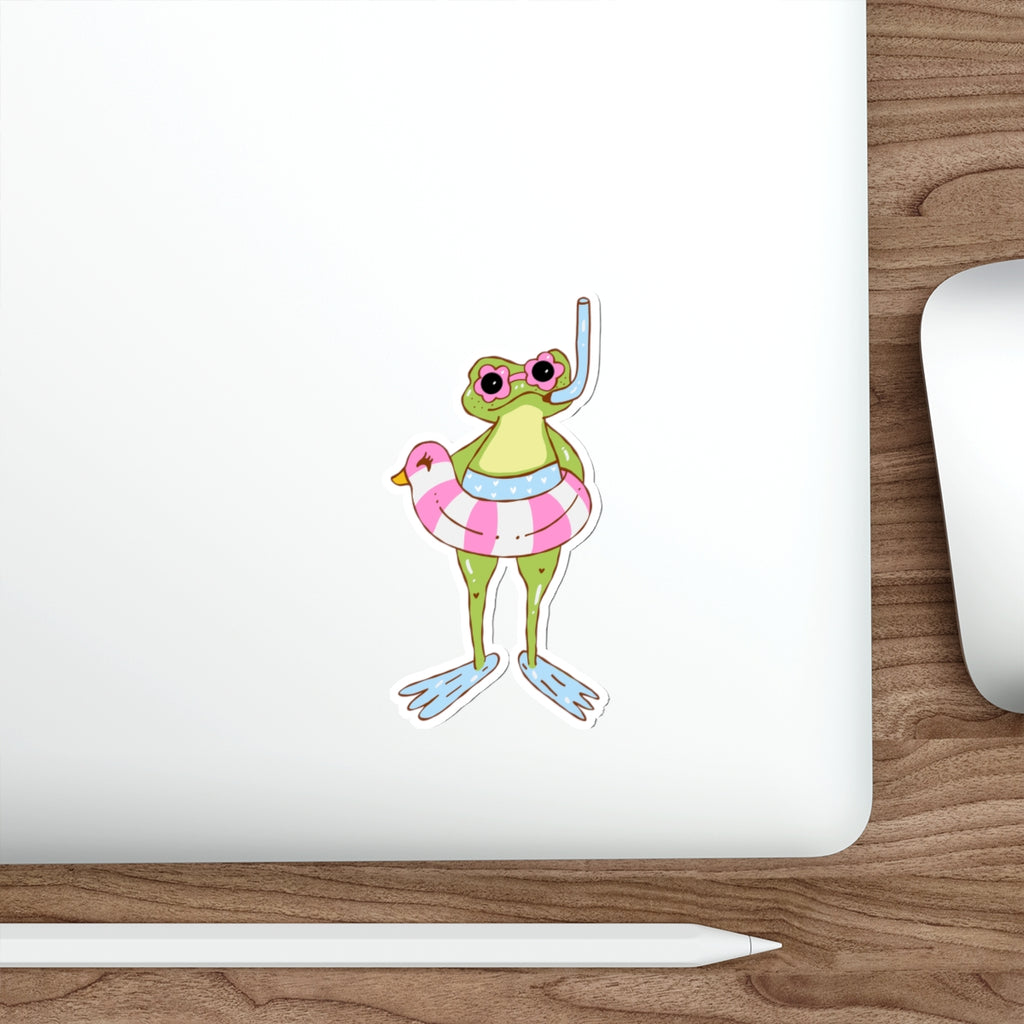Frog in Floatie Die-Cut Sticker
