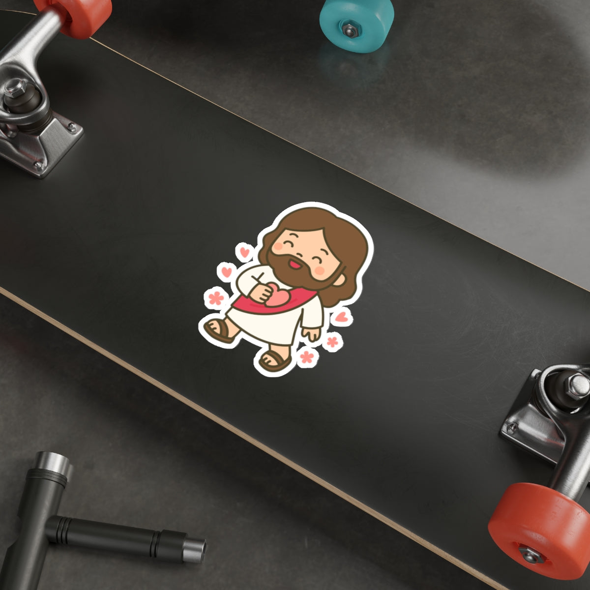 Cute Jesus Die-Cut Sticker — Christian Faith Sticker for Laptops, Bibles & Gifts